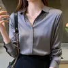 Mulheres de manga comprida Mulheres Blusas Mujer de Moda Desligue Escritório Escritório Senhora Blusa Chiffon Blouse Camisa Tops Blusa E202 210602