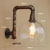 Loft Style Pipe Lampy شخصية عتيقة الجدار الخفيفة LED LED Edison Lamps Creative Glass Lampshade Indoor Art Deco Lighting