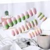 False Nails 24Pcs/Box Short Colorful Graffiti Almond Wearable Artificial Coffin Fake Full Cover Nail Tips Press On