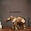 Modern Abstrakt Golden Elephant Statue Resin Prydnad Hem Dekoration Tillbehör Gåvor för Skulptur Animal Craft 210827