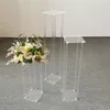 Set of 4 sizes Wedding Floor Vase Clear Acrylic Grand Vases Decoration Flower Stand Backdrop Frame Column Pillar