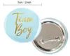 Feuille d'or Glitter Team Boy Girl Button Pins Pary Favors Gender Reveal BadgeBaby Shower Supplies Rose bleu