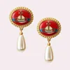 earrings Empress Dowager an enamel planet Pearl Earrings court WindNet red same temperament female6479649