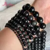 Andra naturliga runda svarta obsidian släta sten lösa pärlor 4.6.810 mm för diy kvinnor män smycken gör armband rita22