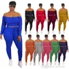 Plus Sizes S-4XL Designer Women Tracksuits Off Shoulder Outfits Hoodies Leggings Two Piece Pants Sets Sexy Trousers Bodycon Crop Top