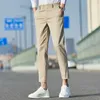 Pantalones de traje de negocios de alta calidad para hombre, pantalones de vestir de trabajo de oficina hasta el tobillo, pantalones sociales de oficina informales, pantalón negro para hombre 210527