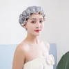 二重層シャワーキャップ婦人防水帽子入浴ロングヘアヘッドギア大人カバー抗煙乾燥