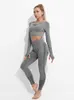 2/3 / pcs naadloze vrouwen hoge taille yoga set workout sportkleding gym kleding fitness lange mouw top leggings sportpakken 210802