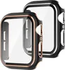 Apple Iwatch Case 6 5 4 3 2 시계 보호 케이스 범퍼 프레임 커버 강화 유리 40mm 44mm 및 소매 상자를 가진 듀얼 컬러 도금