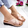 Pantoufles d'été à bout compensé, sandales pour dames, semelle épaisse, chaussures en PU artificiel, taille 40-43