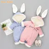 Russo Bunny Bonito Veludo Veludo Roupas Inverno Bebê Meninas Meninos Macacões Quente Nascido Nascido Bebê Recém-nascido Vestuário Neve Jumpsuit H0909