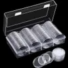 60Pcs Clear 41mm Coin Capsule Storage Case Holder with Organizer Box for Silver Eagle Coins Container Collection Supplies