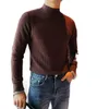 High Quality 6 Solid Color Sweater For Men Slim Turtleneck Long Sleeve Pull Homme Knitted Brown