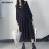 Japoński Harajuku Black Girl's Vintage Lolita Dress Jesień Wiosna Sailor Collar Preppy Style Kobiety Chic Casual Midi 210520