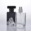 100 pçs/lote 30ml 50ml Perfume Cosmético Frasco de spray de vidro Quadrado Recarregável Atomizador Preto Vidro Transparente