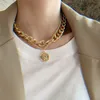 Gargantilla de cadenas de monedas multicapa Vintage de 17KM para mujer, collar de cadena gruesa con retrato de moda de Color dorado y plateado, joyería