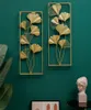 Украшение дома художник металлический лист золотой железный утюг гинкго листья стены висит роспись крыльцо гостиницы кафе спальня гостиная фонаж