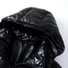 Designerska kurtka męska błyszcząca zimowa wiatroodporna ciepła kurtka z kapturem kurtki para bluzy Hip Hop Trench płaszcz