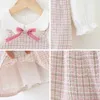 Bear Leader Baby Girl Costume Girls Autumn Cute Dresses 6-24M Chlidren Plaid Princess Dress with Bow Tie Spring Clothes 210708