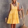 Summer Women Mini Beach Sundress Spaghetti Strap Ruffle Sexy Short Dress 210415