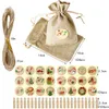 Gift Wrap 24 Sets Christmas Bags Burlap Bundle Pocket Advent Calendar Candy With Stickers Clips9508857
