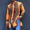 Os homens africanos camisetas Tops manga longa do outono retro 2021 Geométrico muçulmano impresso blusas de negócio superiores camisas Único-peito