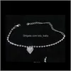 Anklets Drop levering 2021 Women Lady Crystal Rhinestone Love Heart Anklet Chain Sieraden PQXRW