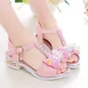 Summer Sandals For Girls Shoes Kids Fashion Sequins Bow Pearls Children Flat Chaussure Fille Sandles Sandalias 220225