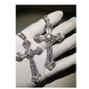 Vintage Long Diamond Cross Pendant 925 Sterling Silver Party Wedding Pendants Necklace for Women Men Moissanite Jewelry Anniversary Gift