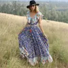 Jastie Summer Boho Dress Hippie Chic Floral Stampa Abiti Casual Beach Midi Abito Delle Donne Abbigliamento Bohemien Femmina Vestidos 210419