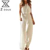 Women Jumpsuit Sleeveless High Waist Rompers Womens Loose Casual Elastic Summer White s Fashion 210524