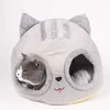Cat Bed Cave Soft Covered Head Shaped Pet Kitten Hut Chenil Semi-fermé Épais Chaud Fournitures 211111
