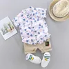 Conjunto de ropa de camisa de manga corta para niño pequeño, conjunto de estampado de hojas de verano, ropa para niños, traje para bebés, ropa para niños X0802