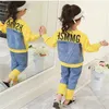 Girls Sports Suits Fashion Denim Stitching Clothing Set for Teenage Girl Spring Autumn Tracksuit Kids Clothes Letter Sportswear1 748 Y2