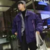 Męskie Parkas HARAJUKU MĘŻCZYZN BUBBLE PŁATNY Zimowa kurtka 2022 Męska streetwear Hip Hop Parka Ribbon Korean Black Ubranie Purple Puffer Jack