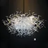 Moderne lampen transparante kleur LED -lichten Handgeblazen glazen kroonluchters armatuur luxe Noordse kroonluchter voor duplex gebouw woonkamer decor 80x60cm lr099