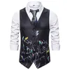 Gilet da uomo Fashion Men Suit Gilet Gilet Slim Fit Stamping Flower Print Mens Business Casual Giacca senza maniche