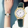 Mujeres de cuarzo reloj de pulsera fácil de leer con números de árabe dial de cuero liso PULA DE CORAJE DE CORAJE