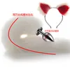 Sex Toys 40cm Full White Tail Two-Tone Sexy Plush Hairpin Clip Ears Role Play Makeup Metal Butt Plug Expansion 2022