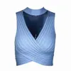 Womengaga 8 Kolory V Neck Sexy Knitting Big Biust Elastyczne Slim Nieregularne Mody Hollow Out Tank Base Vest Top N7H2 210603