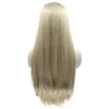 Synthetische pruiken Lange kanten voorkant haarpruik Ombre platina Ash blonde zijdeachtige rechte honing Middle Part frontale hoogtepunt voor zwarte vrouwen