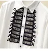 Women's Blouses & Shirts Plus Size 4XL Vintage Black White Summer Womens Sexy Lace Patchwork Single-breasted Elegant Long Office Lady Tops