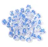 500PC/LOT Dia.7 mm Kolorowe litery Acrylic Kulki A - Z Alphabet Spacer Charm Bead Fit do wykonania bransoletki DIY