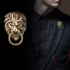 Retro Animal Lion Head Brooch Fashion Men039s Suit Shirt Collar Pin Needle Badge Lapel Pins and Brosches smycken Tillbehör5269872