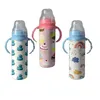 Local Warehouse! 8oz Sublimation Baby Bottles Straight Handle White Blank Kids Cups Pink Blue Heat Transfer Tumblers Stainless Steel Water Bottles CG001