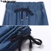 High waist jeans woman summer autumn denim jeans for women elastic waist denim wide leg pants female trousers jeans femme 210412