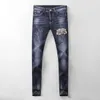 Outono designer masculino jeans design de luxo moda casual elástico fino-ajuste calças de alta qualidade famosa marca zíper magro pan265n