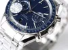 OMF V2 Moonsatch A9300 Автоматический хронограф мужские часы синий циферблат из нержавеющей стали браслет часы Super Edition 311.90.44.51.03.001 (черный баланс колеса) PureTime M43