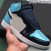 2022 Con Box Jumpman 1 OG 1s Scarpe da pallacanestro da uomo Bordeaux Heritage Bred Patent Hyper Royal University Blue Lucky Green Uomo Sport Donna Sneakers Scarpe da ginnastica Taglia 36-46