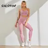 SALSPOR Nahtlose Booty Leggings Frauen Gym Zwei Stück Set Workout Activewear Athletische Sport Hosen Push-Up Fitness Dehnbar 211014